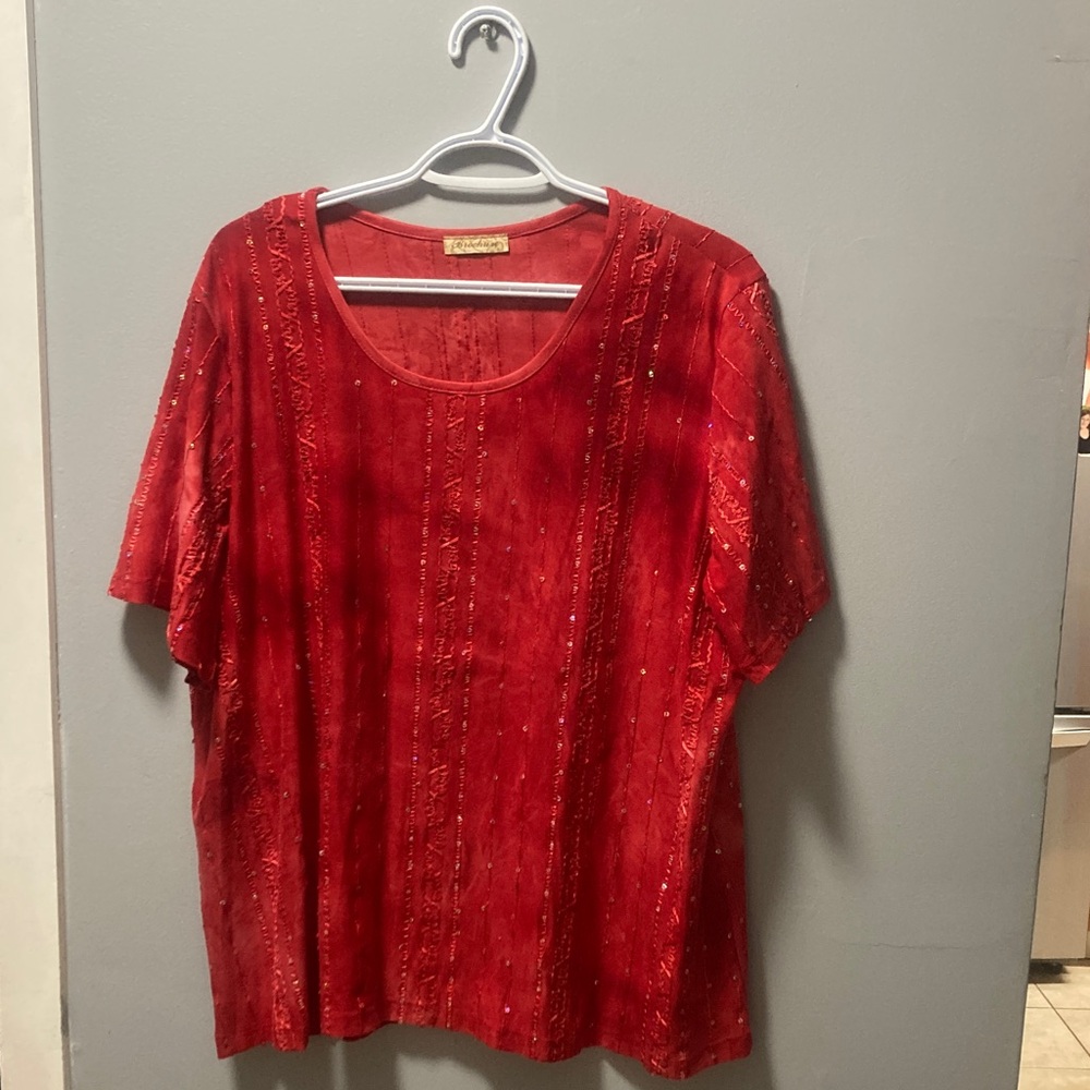 Chic Red Short Sleeve Women's Top